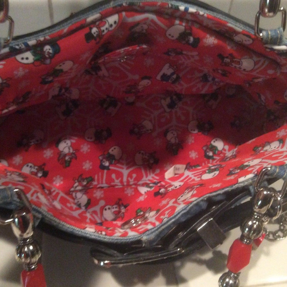 SOLD-ABJ Snowman Denim BLING Crossbody Purse Bag - Picture 5 of 8